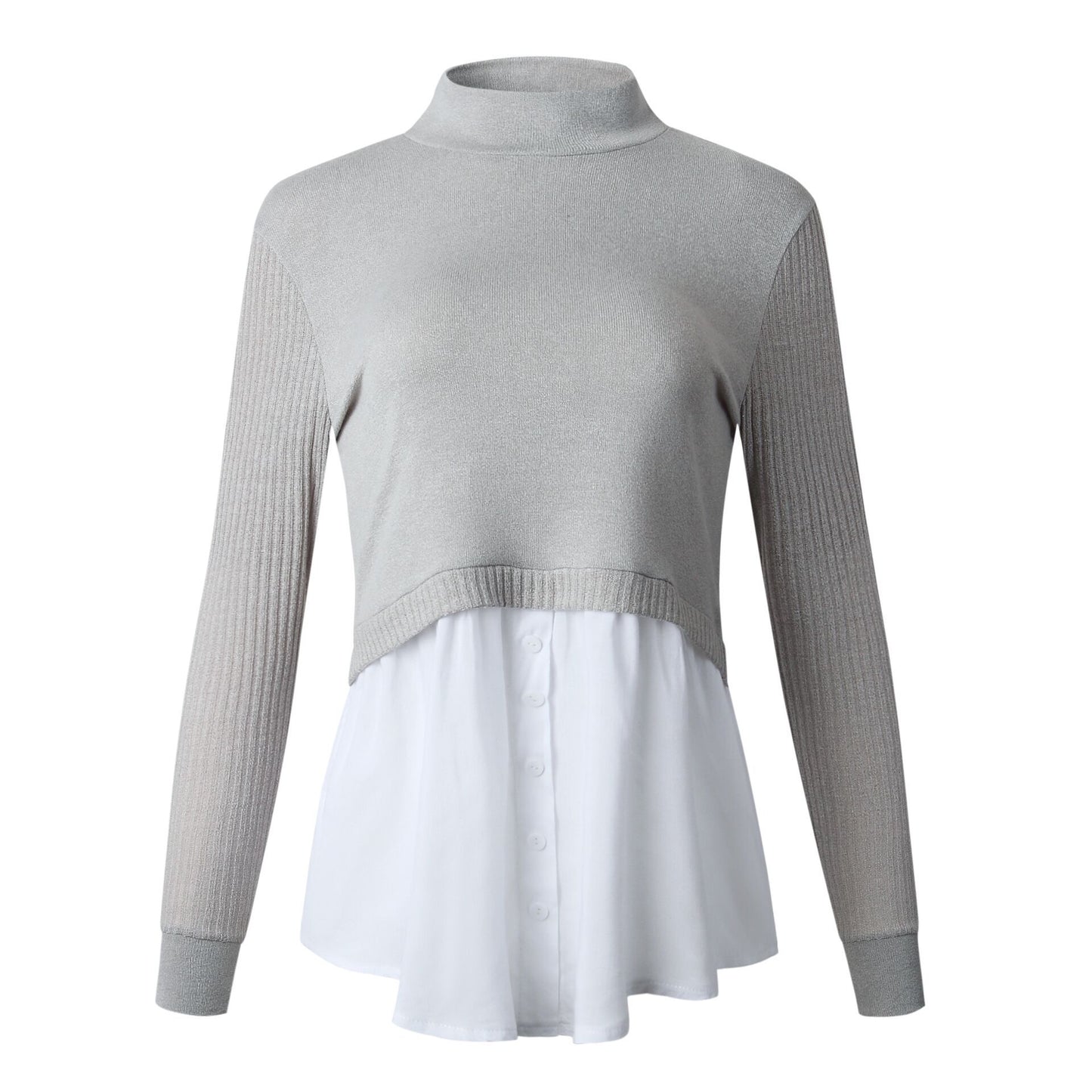Autumn Winter Black Knitted Women Turtleneck Sweater 2020 Patchwork Long Sleeve Button Pullover Women Jumper
