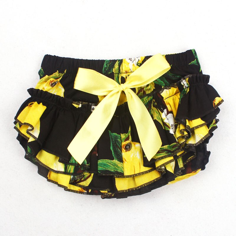 Baby Bloomers Baby Girl Ruffle Diaper Cover And Headband Set Toddler Cotton Fruit Pattern Bowknot Tutu Shorts 2 Colors YC029