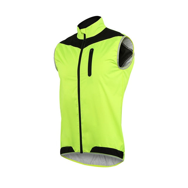 ARSUXEO Men Women Cycling Vest Windproof Waterproof Running Vest MTB Bike Bicycle Reflective Clothing Sleeveless Cycling Jacket