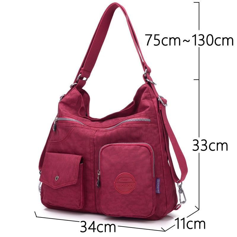 3 in 1 Women Bags Multifunction Backpack Shoulder Bag Nylon Cloth Tote Reusable Shopping Bag Ladys Travel Bag Crossbody Bag