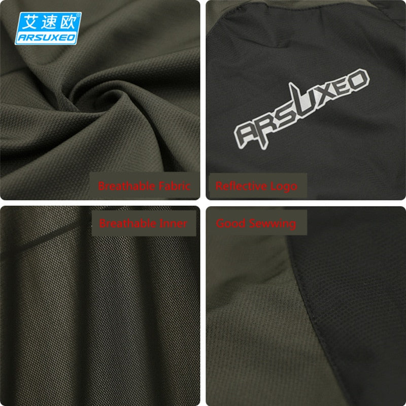ARSUXEO Men Women Cycling Vest Windproof Waterproof Running Vest MTB Bike Bicycle Reflective Clothing Sleeveless Cycling Jacket
