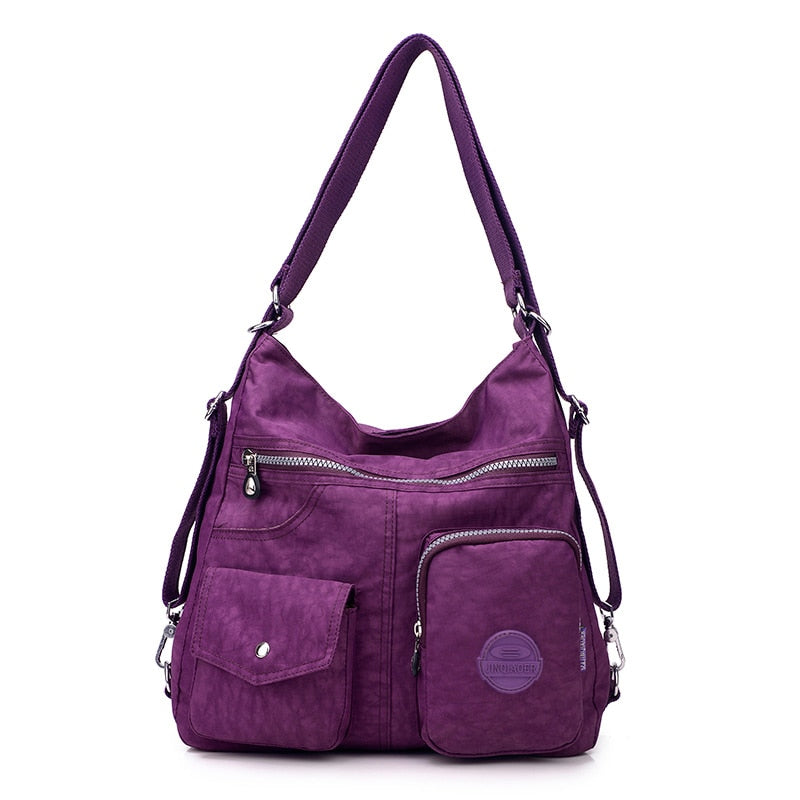 3 in 1 Women Bags Multifunction Backpack Shoulder Bag Nylon Cloth Tote Reusable Shopping Bag Ladys Travel Bag Crossbody Bag