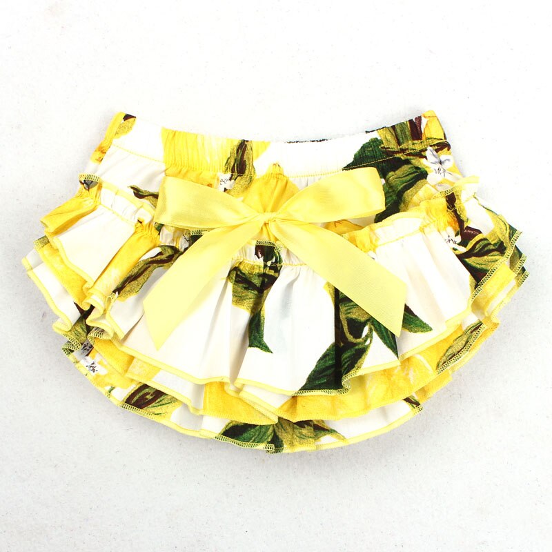 Baby Bloomers Baby Girl Ruffle Diaper Cover And Headband Set Toddler Cotton Fruit Pattern Bowknot Tutu Shorts 2 Colors YC029