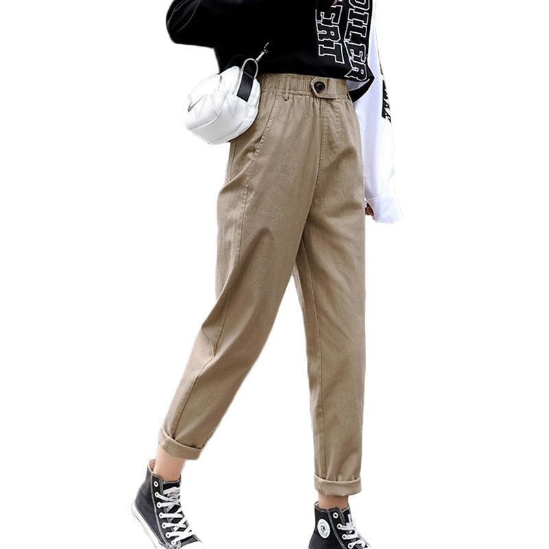 Beige High waist Casual Pants Women loose Spring Autumn 2022 New Women's Korean slim Harem pants Fashion Nine pants 3XL F279
