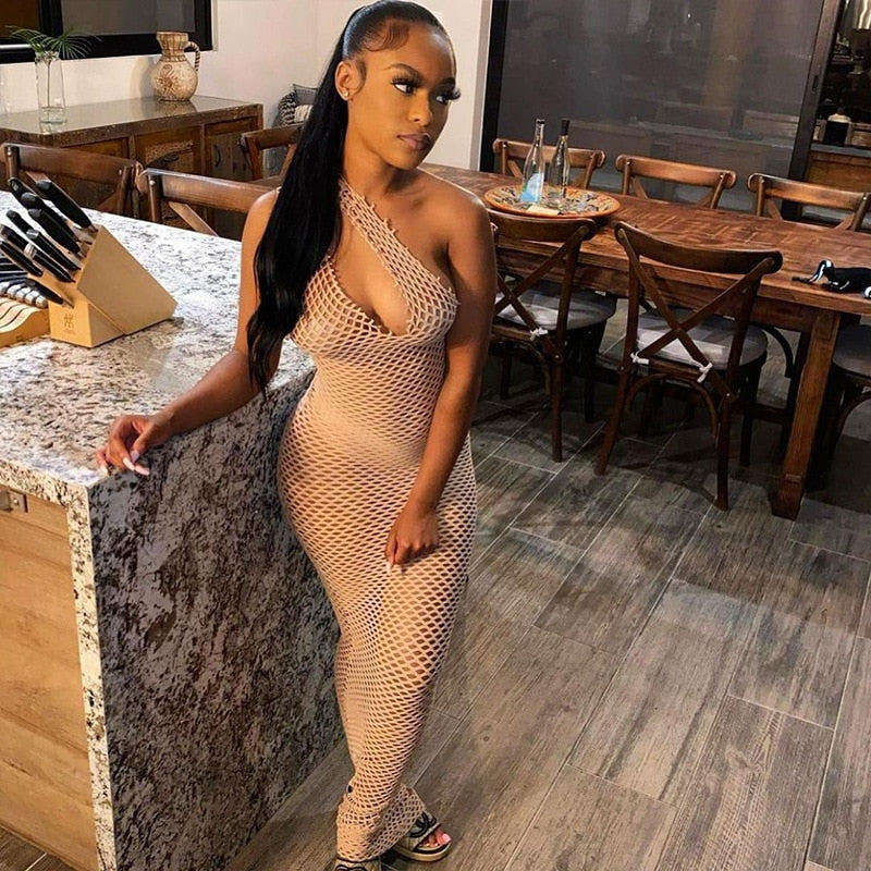 long dresses woman summer 2021 Sexy See Through Women New Fashion Sleeveless Backless Strap Female Clubwear Apparel