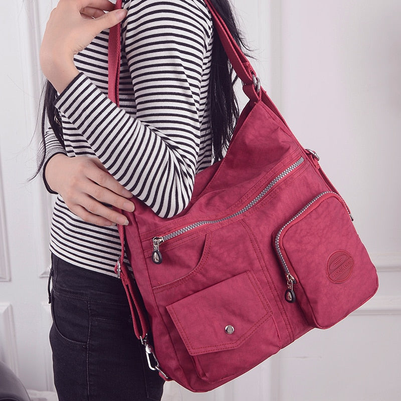 3 in 1 Women Bags Multifunction Backpack Shoulder Bag Nylon Cloth Tote Reusable Shopping Bag Ladys Travel Bag Crossbody Bag