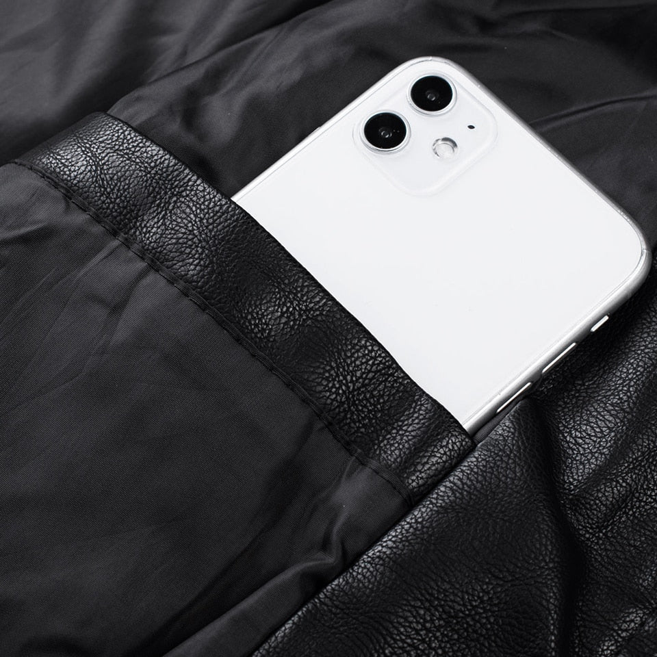 Ucrazy Men 2022 Winter Casual Motor Spliced Leather Jacket Coat Men Autumn Fashion Biker Vintage Warm Leather Jacket Coat Men