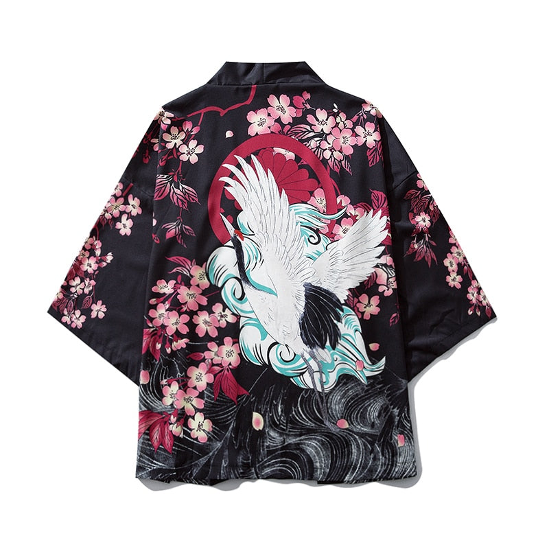 Bebovizi Japan Style Cat Printed Thin Kimono Men Japanese Streetwear Blue Jackets Casual Outerwear 2021