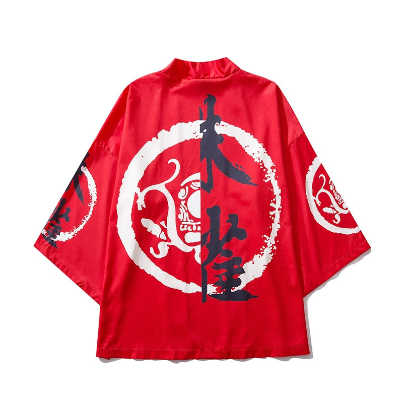 Bebovizi Japan Style Cat Printed Thin Kimono Men Japanese Streetwear Blue Jackets Casual Outerwear 2021