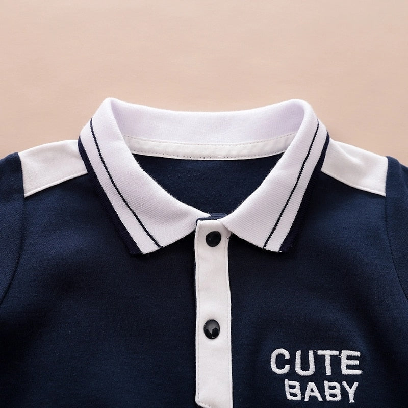 PatPat 2021 New Spring and Autumn Baby Boy Gentleman Style Polo Collar Long-sleeve Jumpsuit for Baby Boy Baby's Clothing