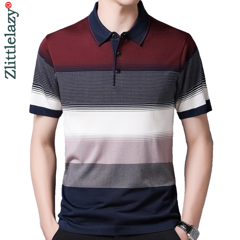2022 Brand Short Sleeve Polo Tee Shirt Men Casual Summer Striped Men's Clothing Polos Shirts Mens Fashion Slim Fit Poloshirt 721
