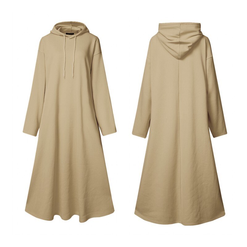 2022 Autumn Long Sweatshirts Dress ZANZEA Casual Solid Hooded Sundress Women Hoodies Long Sleeve Vestido Female Robe