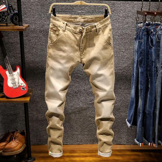 6 Colors 2022 New Men's Skinny White Jeans Fashion Elastic Slim Pants Jean Male Brand Trousers Black Blue Green Gray