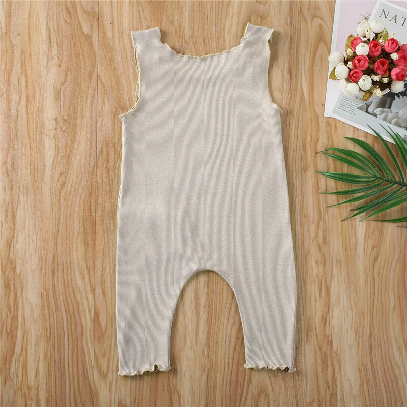 Blotona Cotton Newborn Baby Boy Girl Summer Clothes Solid Romper Long Jumpsuit Outfit 0-18M
