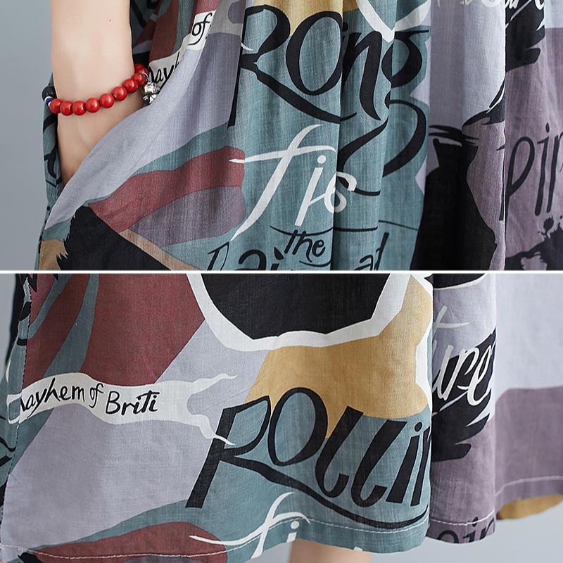 Oversized Print Summer Beach Long Dress 2022 Boho Ladies Dresses for Women New Fashion Femme Oversize Korean Cotton Casual Dress