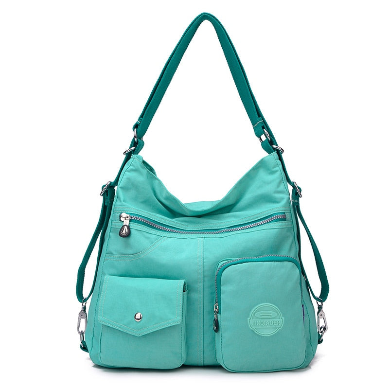 3 in 1 Women Bags Multifunction Backpack Shoulder Bag Nylon Cloth Tote Reusable Shopping Bag Ladys Travel Bag Crossbody Bag