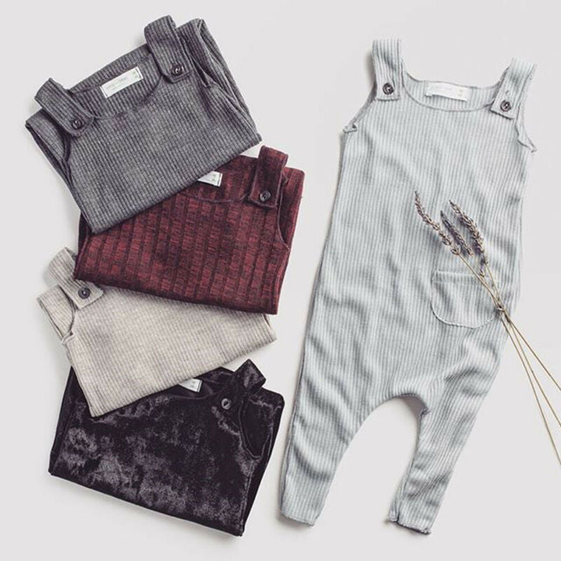 Blotona Cotton Newborn Baby Boy Girl Summer Clothes Solid Romper Long Jumpsuit Outfit 0-18M
