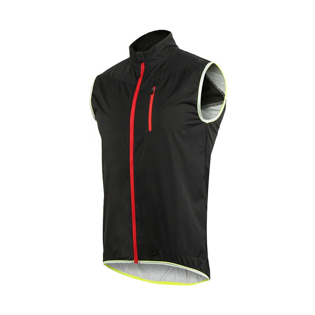 ARSUXEO Men Women Cycling Vest Windproof Waterproof Running Vest MTB Bike Bicycle Reflective Clothing Sleeveless Cycling Jacket