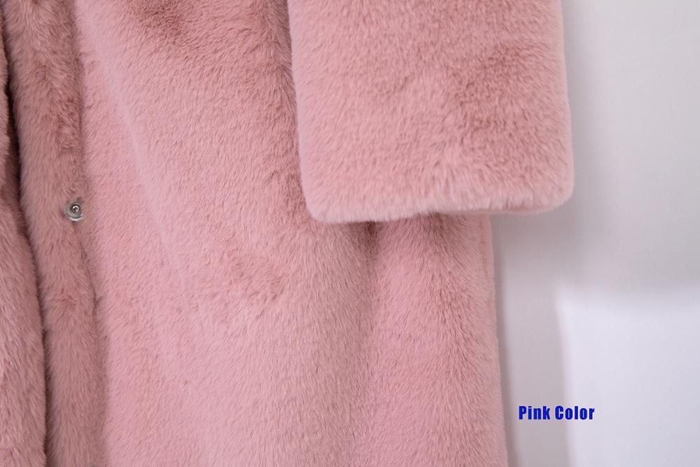 2021 New Women Winter Warm Faux Fur Coat Thick Women Long Coat Turn Down Collar Women Warm Coat With Belt Casaco Feminino