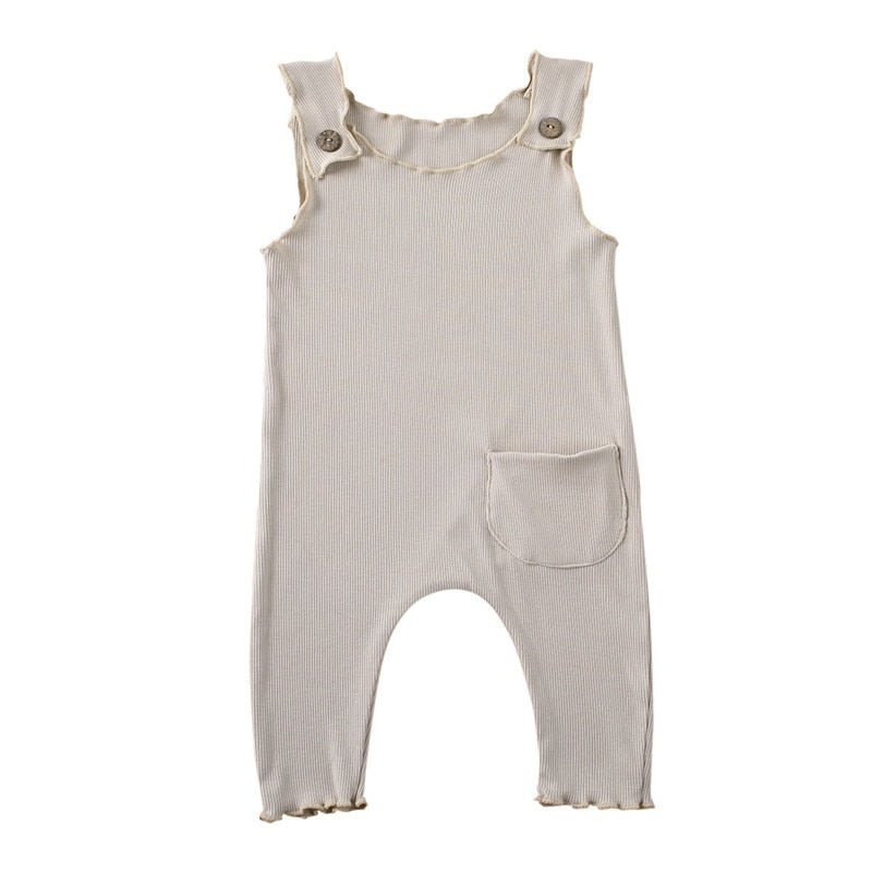Blotona Cotton Newborn Baby Boy Girl Summer Clothes Solid Romper Long Jumpsuit Outfit 0-18M