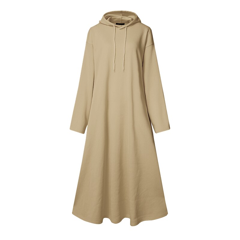 2022 Autumn Long Sweatshirts Dress ZANZEA Casual Solid Hooded Sundress Women Hoodies Long Sleeve Vestido Female Robe