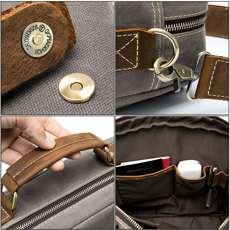 WESTAL Men Briefcases Men's Bag Genuine Leather Business Office Bags for Men Laptop Bag Leather Briefcases Male Lawyer Bags