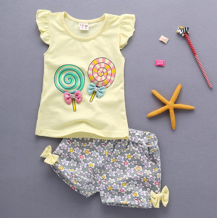 baby girls Summer tank outfits 6m 12m 2T 3T Toddler kids baby girls outfits cotton Tee+Shorts Pants clothes Set polka dot