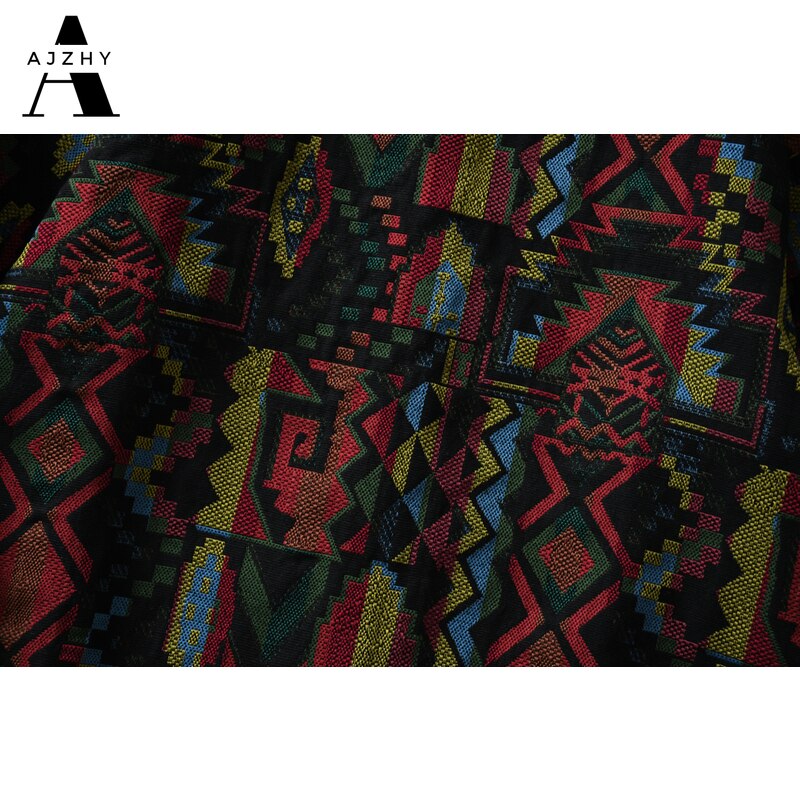 AJZHY Button Up Shirt Long Sleeve Thick Vintage Oversize Hip Hop Casual Fashion Knitted National Style Winter Warm Men Clothing