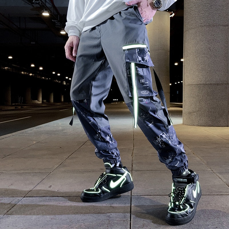 Block Pocket Patchwork Cargo Joggers Men 2022 New Streetwear Hip Hop Letter Print Harem Pants Mens Casual Trousers Sweatpants