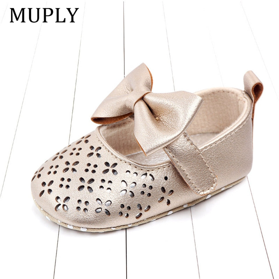 Baby Girls First Walker Summer Anti-slip Soft Bottom Girl Princess Shoes Big Bow Hollow Out Baby Shoes Wedding Party Shoes