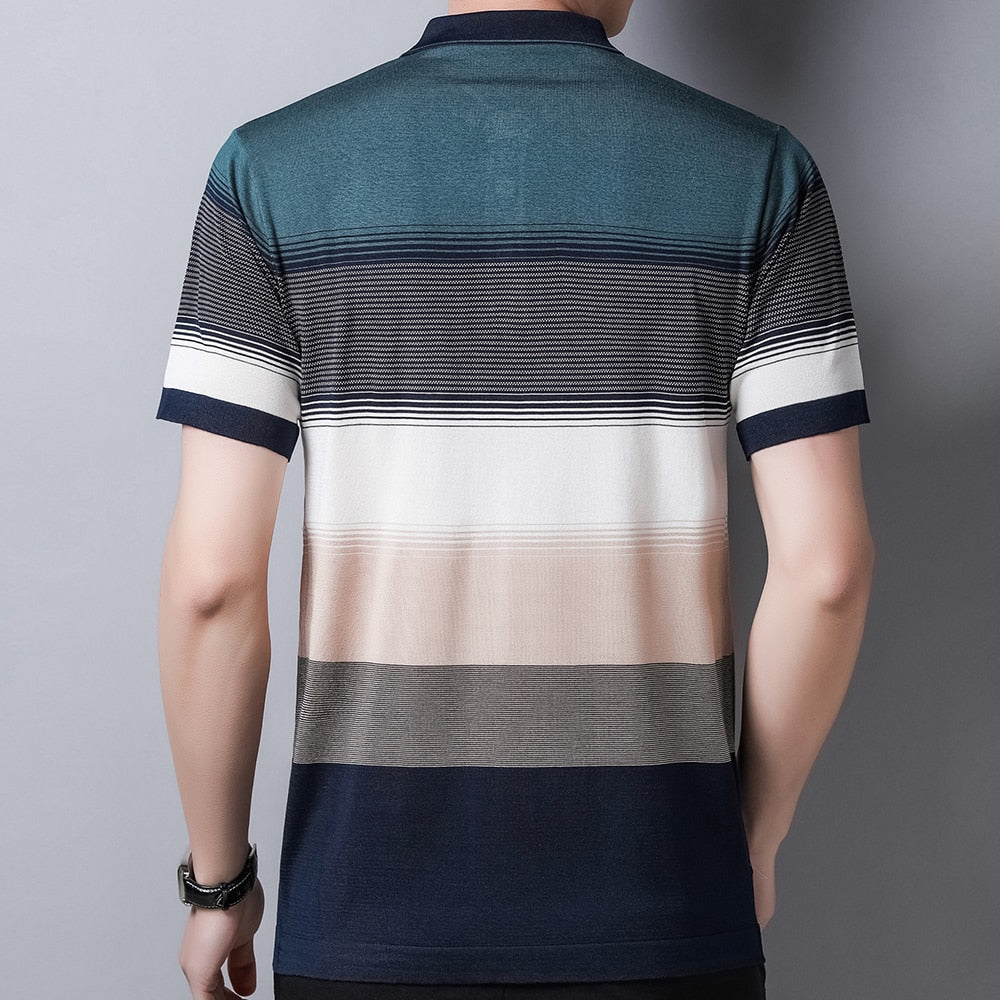 2022 Brand Short Sleeve Polo Tee Shirt Men Casual Summer Striped Men's Clothing Polos Shirts Mens Fashion Slim Fit Poloshirt 721