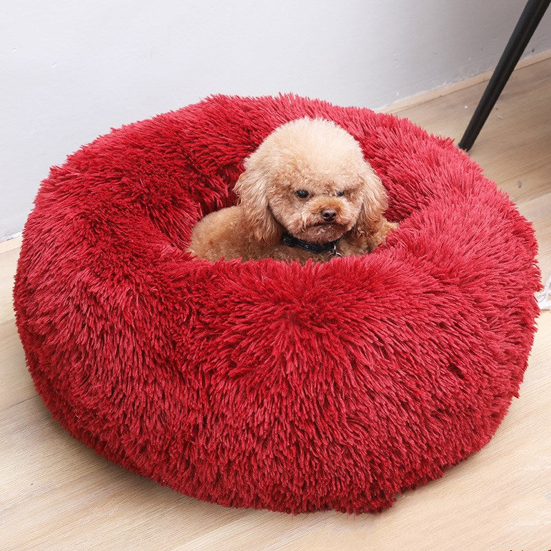 Super Soft Pet Dog Bed Autumn Winter Round Long-haired Pet Mat Suitable House for Cats and Dogs Warm Comfortable Pet Supplies