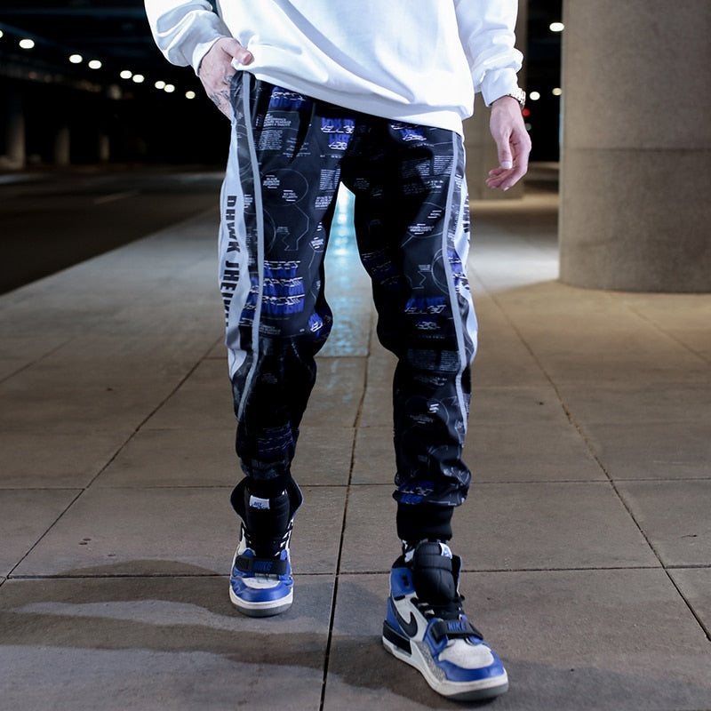 Block Pocket Patchwork Cargo Joggers Men 2022 New Streetwear Hip Hop Letter Print Harem Pants Mens Casual Trousers Sweatpants