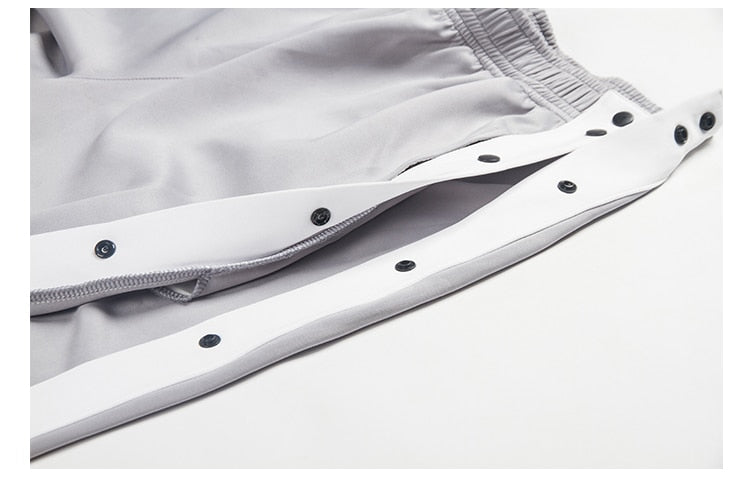 Basketball sports pants men's gray beam legs jogger pants full open buckle fashion button pants loose sweatpants trousers