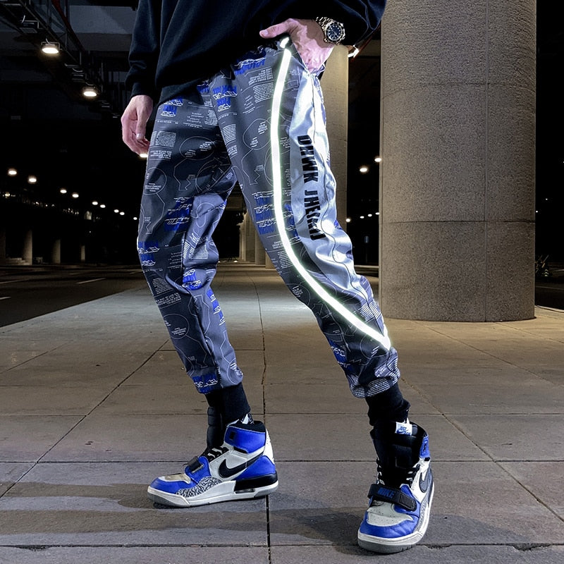 Block Pocket Patchwork Cargo Joggers Men 2022 New Streetwear Hip Hop Letter Print Harem Pants Mens Casual Trousers Sweatpants