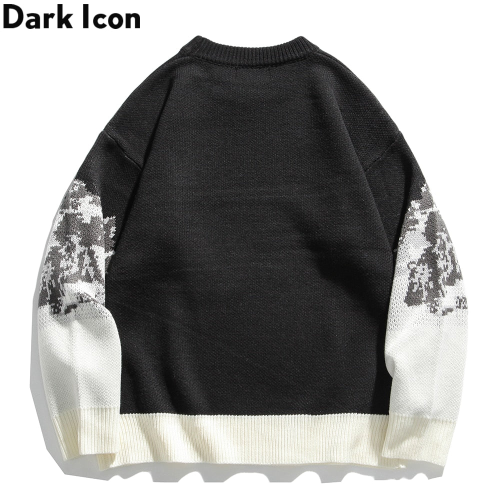DARK ICON Mountain Sweater Men Women Korean Style Men's Sweaters Winter Couple Clothing