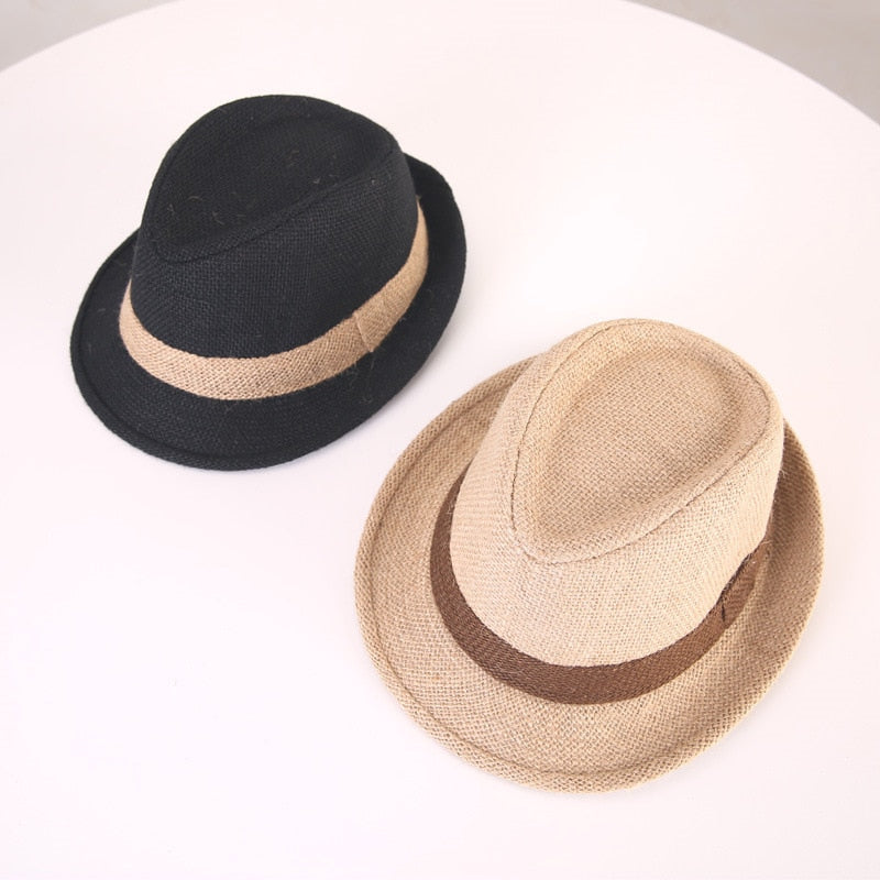 Baby Straw Hat Spring Summer Elegant Jazz Cap Sunvisor Beach Hats Kids Outdoor Caps for Boys Girls 1-3 Years Old
