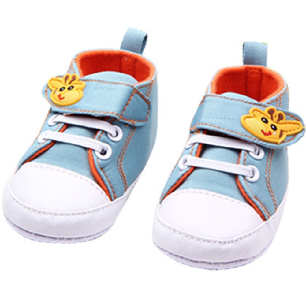 Fashion Baby Shoes Boy Girls Cartoon Printed Giraffe Canvas Anti-slip Infant Soft Sole High First Walkers