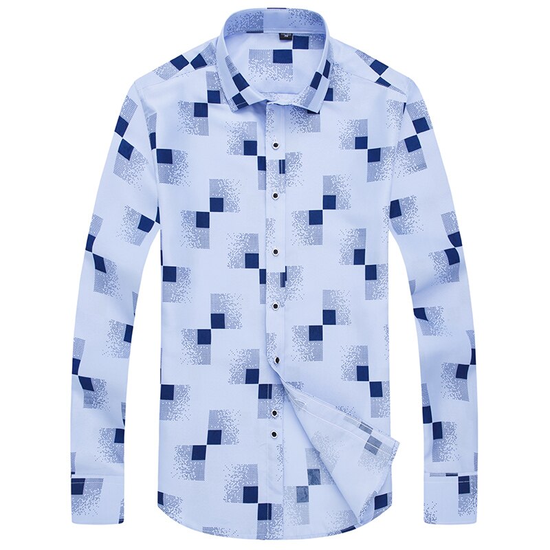 MIACAWOR New 2023 Brand Design Men Shirt Spring Long Sleeve Casual Shirt Fashion Print Chemise Homme Camisa Masculina C419