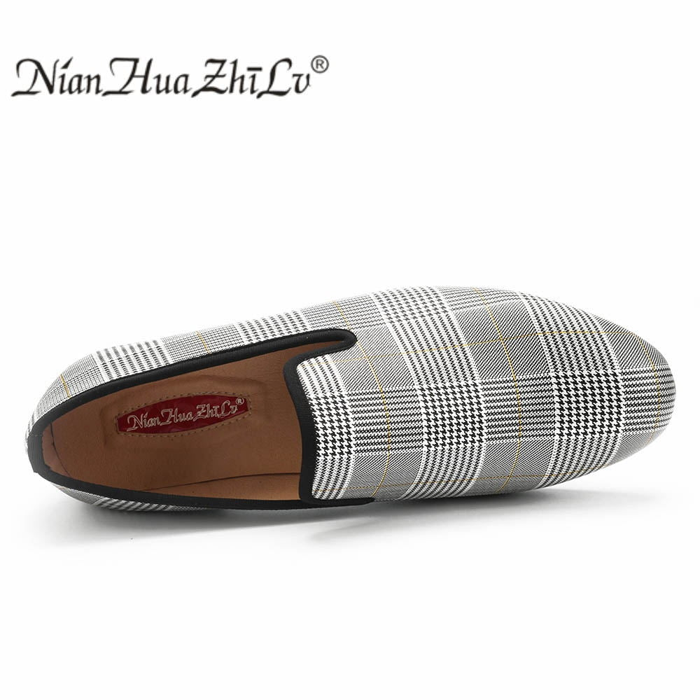 men's casual shoes 2019 Luxury men shoes chequered leather Handmade luxurious flats men's fashion loafers