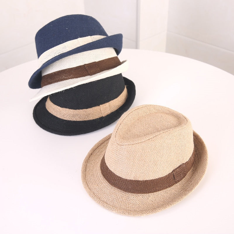 Baby Straw Hat Spring Summer Elegant Jazz Cap Sunvisor Beach Hats Kids Outdoor Caps for Boys Girls 1-3 Years Old