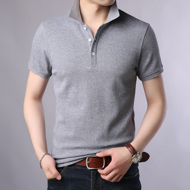 2023 New Fashion Brands Polo Shirt Men's 100% Cotton Summer Slim Fit Short Sleeve Solid Color Boys Polos Casual Mens Clothing
