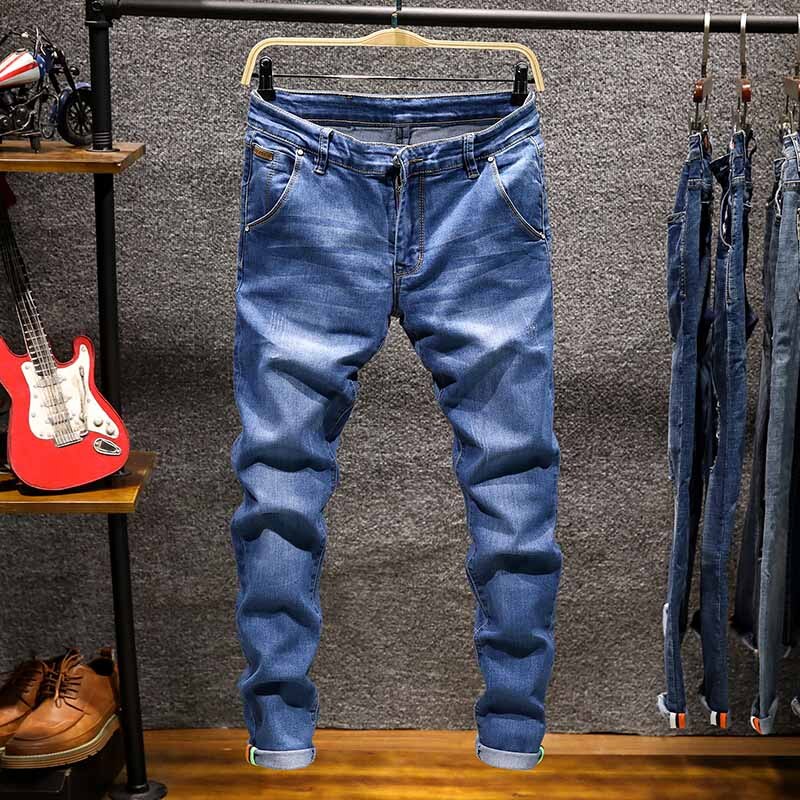 6 Colors 2022 New Men's Skinny White Jeans Fashion Elastic Slim Pants Jean Male Brand Trousers Black Blue Green Gray