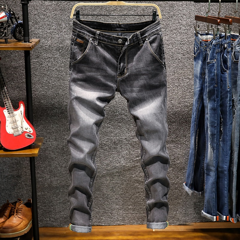 6 Colors 2022 New Men's Skinny White Jeans Fashion Elastic Slim Pants Jean Male Brand Trousers Black Blue Green Gray