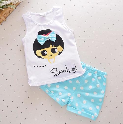 baby girls Summer tank outfits 6m 12m 2T 3T Toddler kids baby girls outfits cotton Tee+Shorts Pants clothes Set polka dot
