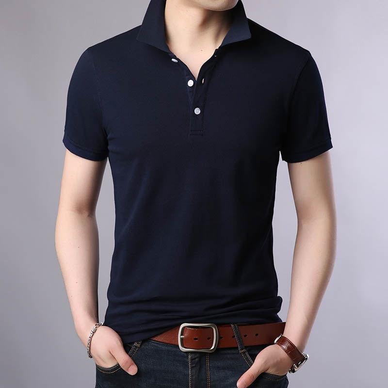 2023 New Fashion Brands Polo Shirt Men's 100% Cotton Summer Slim Fit Short Sleeve Solid Color Boys Polos Casual Mens Clothing