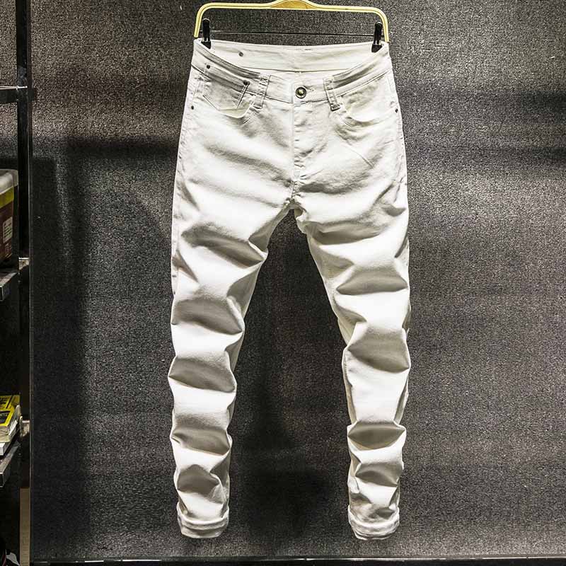 6 Colors 2022 New Men's Skinny White Jeans Fashion Elastic Slim Pants Jean Male Brand Trousers Black Blue Green Gray