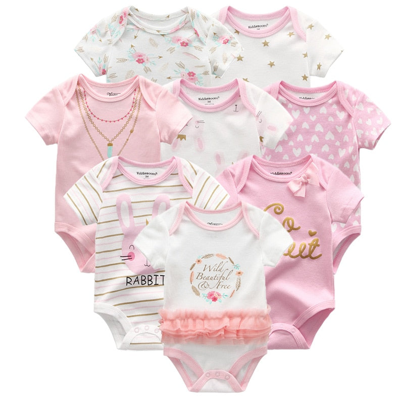 8 PCS/lot summer short sleeve baby boy bodysuit baby boy jumpsuit set ropa bebe baby boy clothes