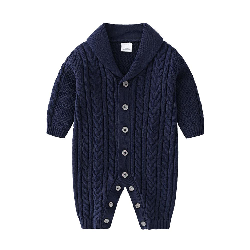 2022 Autumn- Winter Handsome clothing for Boys girls Kids 3 Colors Long Sleeve Knitting rompers Clothes For Newborn baby coats