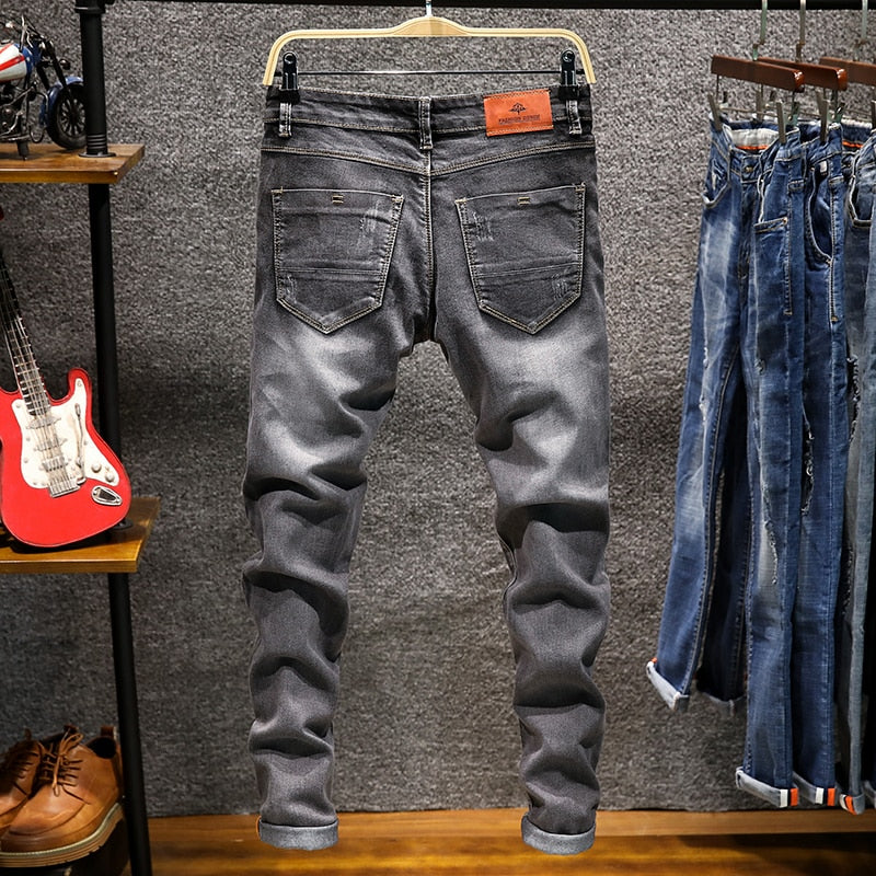 6 Colors 2022 New Men's Skinny White Jeans Fashion Elastic Slim Pants Jean Male Brand Trousers Black Blue Green Gray